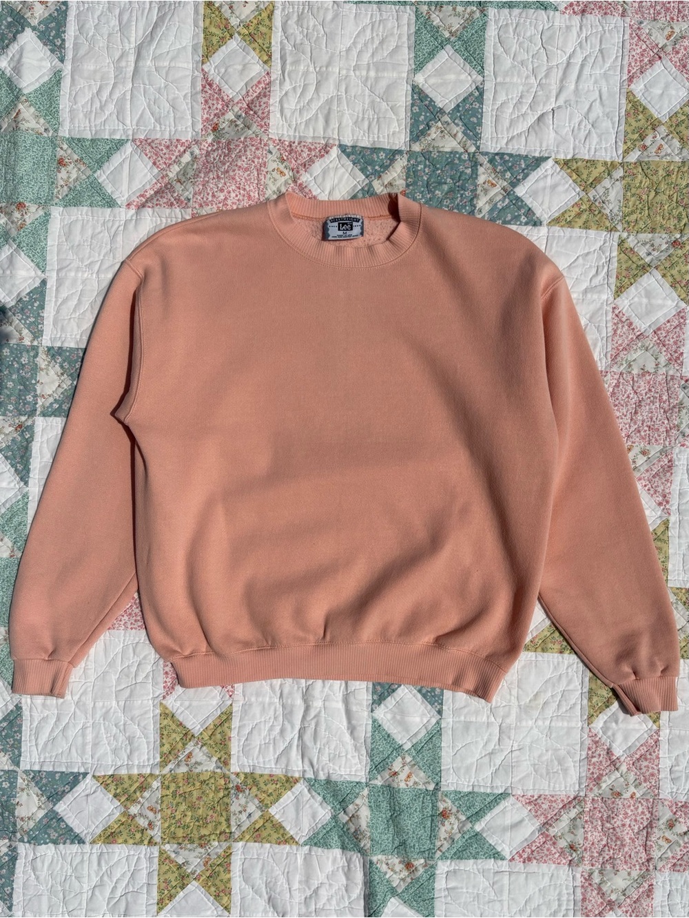 Vintage 90s Lee Heavyweight Peach Crewneck Sweatshirt Medium Blank Oversized